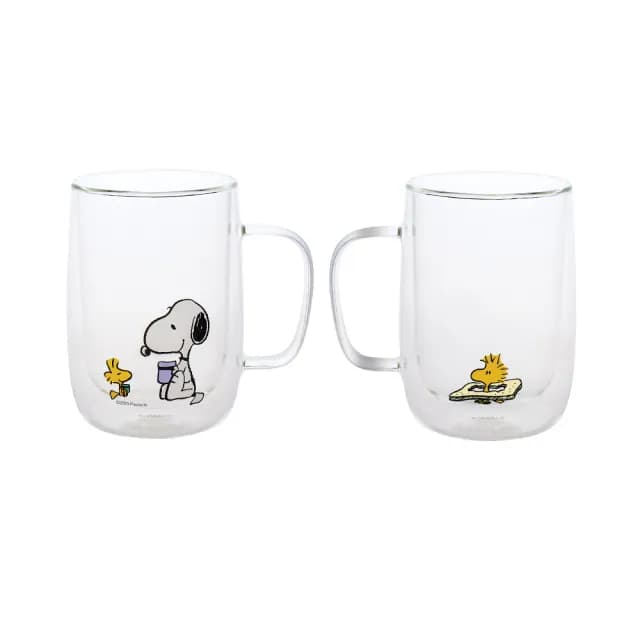 【CorelleBrands 康寧餐具】PYREX SNOOPY美味早午餐耐熱雙層玻璃杯345ml-2入組