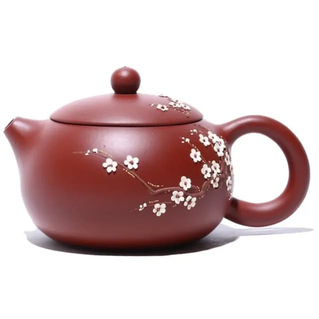 【暗香花弄】名家大紅袍梅花西施壺-250ml(紫砂壺 雕花壺 泡茶壺 功夫茶壺 茶具)