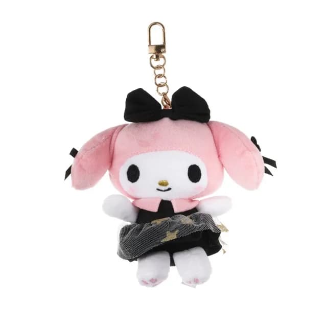 【SANRIO 三麗鷗】吊飾黑金宴會系列美樂蒂大耳狗酷洛米玩偶包包吊飾Kitty鑰匙圈娃娃(送禮女兒女友小孩生日)