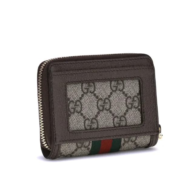 【GUCCI 古馳】Ophidia 老花 ㄇ字拉鍊 皮夾 卡片 零錢包 米色 烏木色 658552