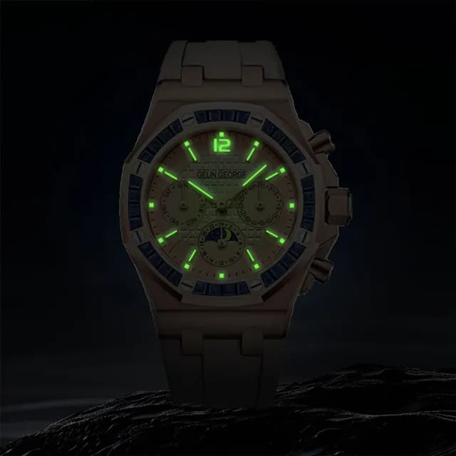 【GELIN GEORGE 格林喬治】皇家星辰系列 GL-501 限量 女款 機械 真三眼 矽膠 手錶