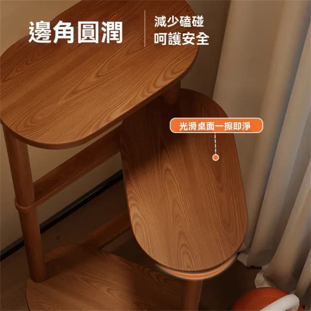 【超微米】中古風實木花架 客廳落地式置物架 陽台異形盆栽植物擺放架子(中古風實木花架 三層櫸木款)