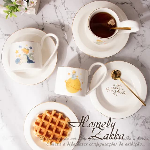 【Homely Zakka】可愛原創小王子陶瓷咖啡杯碟禮盒組270ml_4款任選(禮盒 馬克杯 咖啡杯 交換禮物 下午茶)