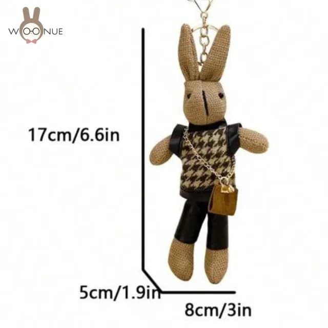【WOONUE】復古鄉村風兔子玩偶吊飾掛飾零錢包背包吊飾鑰匙圈(送禮情人老婆節禮物生日孫女兒情人節禮物)