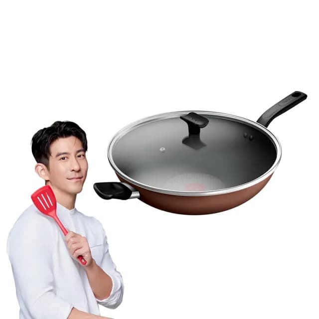 【Tefal 特福】momo獨家 Espresso醇火系列32CM不沾鍋炒鍋(加蓋)
