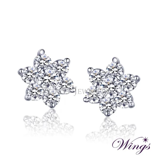 【WINGS】八心八箭耳環《甜美花戀》｜閃耀擬真鑽・輕奢百搭款(送禮 禮物 禮盒 輕奢 質感 七夕)