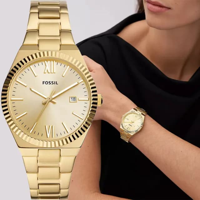 【FOSSIL】Scarlette 林予晞配戴款 簡約金耀手錶-38mm 禮物 送禮 推薦(ES5299)