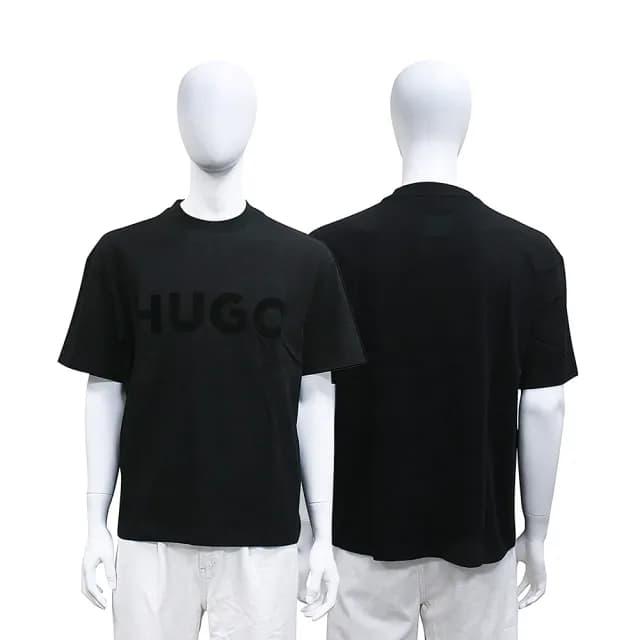 【BOSS】HUGO BOSS反光裝飾LOGO設計OVERSIZED純棉短袖T恤(男款/黑)