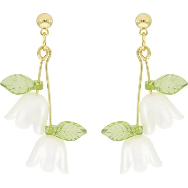 【小清新】森系溫柔仙女鈴蘭花耳釘(耳環 耳針 耳飾 禮服洋裝 女 禮物)