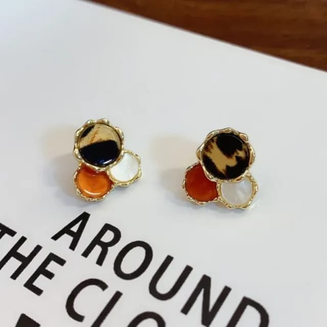 【低調狂野】韓系精巧小豹紋幾何耳環(耳針 耳釘 耳飾 穿搭配件 飾品 復古 洋裝)