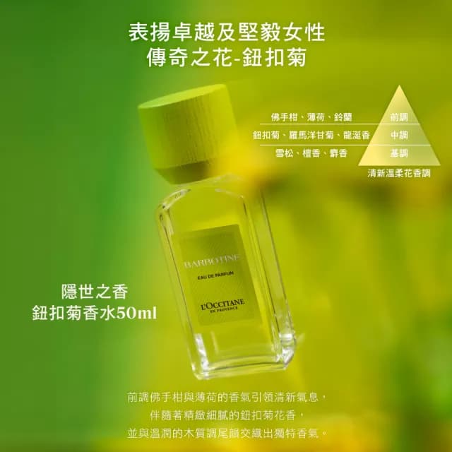 【L’Occitane 歐舒丹】官方直營 隱世之香鈕扣菊香水50ml(限量)