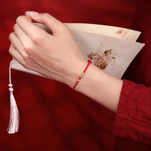 【Penny珮妮】黃金999轉運金珠一生紅繩手鍊(母親節 送女友 交換禮物  生日禮 情人節 尾牙 新年 結婚)