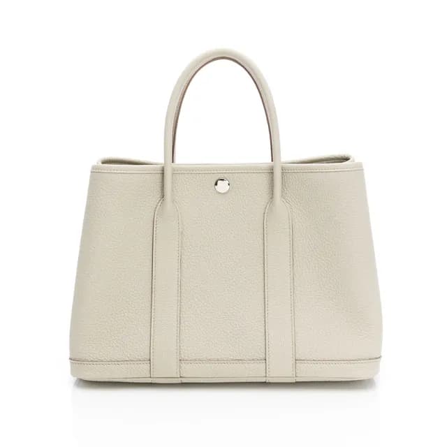【Hermes 愛馬仕】Garden Party 30 bag(冰川白/銀扣)