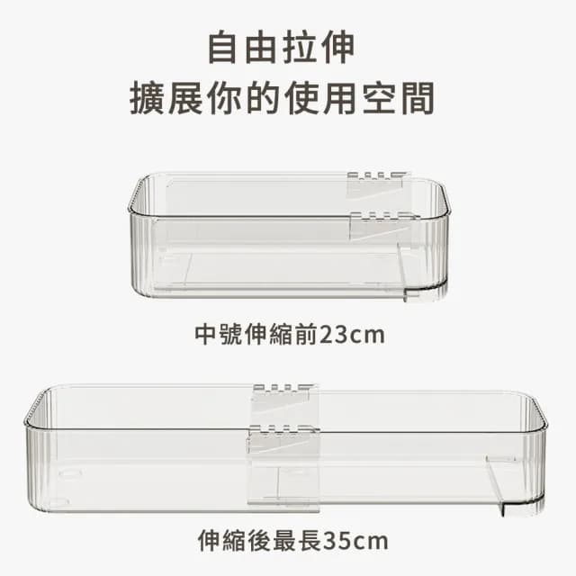 【MUAN】可自由分隔伸縮抽屜盒 廚房抽屜透明伸縮收納盒 筷子餐具置物盒(櫥櫃收納 梳妝台收納 文具收納)