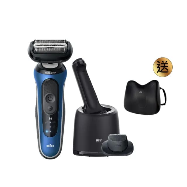 【德國百靈BRAUN】6系列PRO 靈動親膚電動刮鬍刀/電鬍刀 清潔充電座組(62-B7200cc)