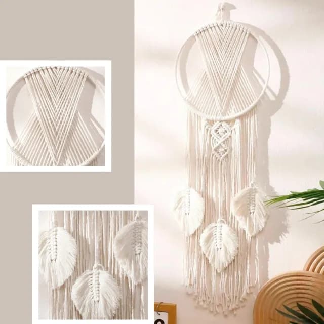 【栗子洋行】macrame手工壁幔壁掛毯裝飾慢編織壁掛掛飾壁毯樹葉彩虹(喬遷禮物朋友禮物搬家禮物)