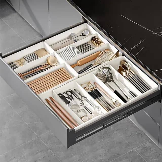 【zLife】廚房抽屜可伸縮收納盒 廚房抽屜收納盤 可拆分式餐具收納託盤 多格收納盒 分隔整理盒 分類置物收納