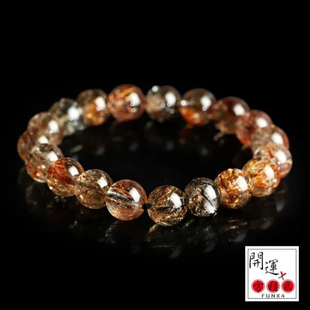 【開運方程式】透亮黑金超七水晶手鍊9mm(超閃耀光芒多微量元素)