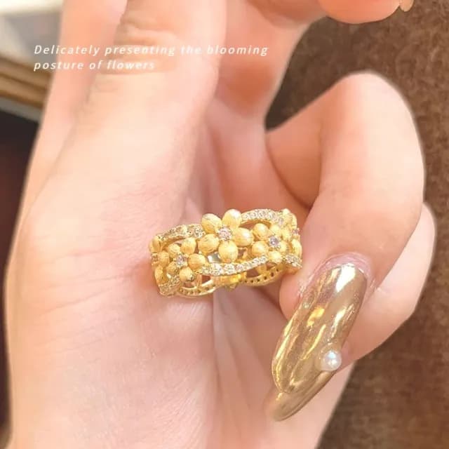【富貴小花】金桂花開口戒指(可調節 對戒 情人節禮物 百搭飾品 閨蜜 裝飾 飾品)