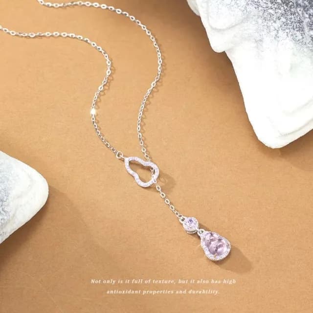 【貴氣福報】S925銀紫水晶葫蘆項鍊(化煞 防小人 福祿 平安 招財 鎖骨鍊 頸鍊 飾品)