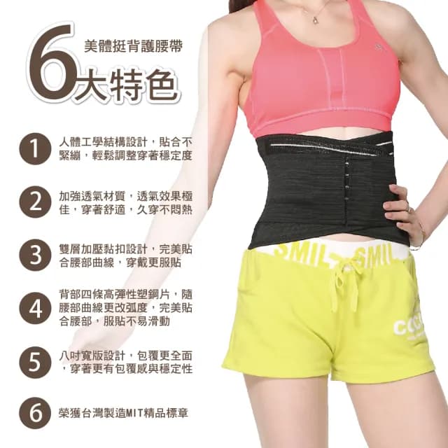 【菁炭元素】MIT可調式全彈力束腹美體護腰帶 2件組(護腰 收腹 父親節禮物 有效支撐)