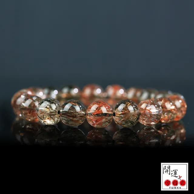 【開運方程式】透亮黑金超七水晶手鍊8mm(超閃耀光芒多微量元素)