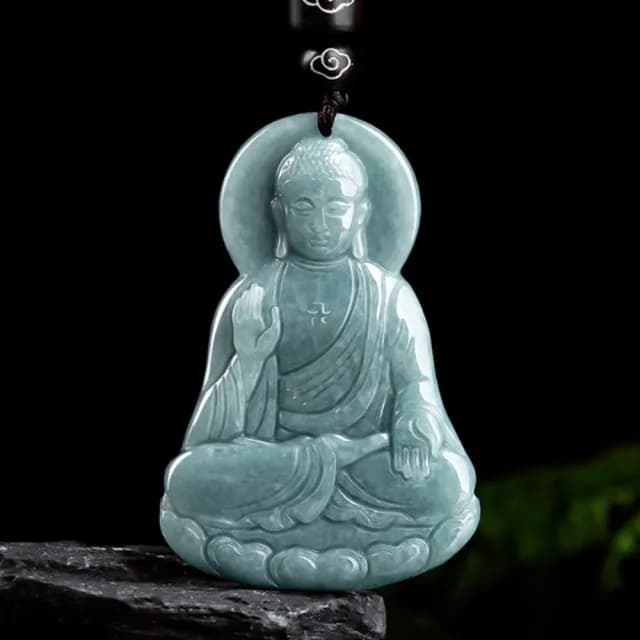 【Penny珮妮】A貨翡翠藍水 阿彌陀佛 吊墜項鍊(母親節 父親節 情人節 生日禮物 交換禮物 結婚 新年 尾牙)