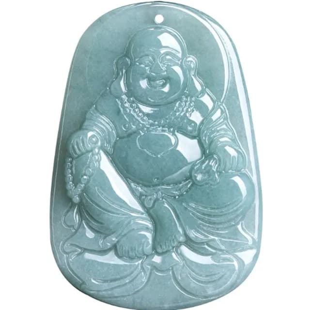 【Penny珮妮】A貨翡翠藍水 彌勒佛 吊墜項鍊(母親節 父親節 情人節 生日禮物 交換禮物 結婚 新年 尾牙)