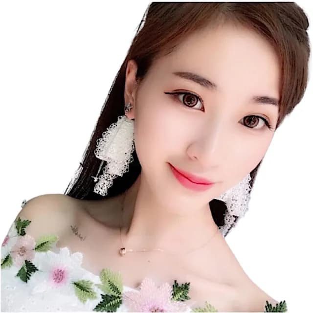 【89 zone】法式蕾絲刺繡絲帶珍珠 耳飾 吊墜耳環 長款耳環 耳環(白/黑)