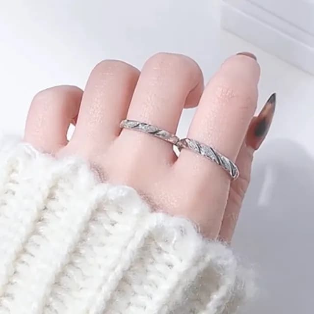 【Lydia】現貨 925純銀情定三生簡約創意磨砂設計情侶對戒(聖誕節送禮、情人節禮物、生日禮物)