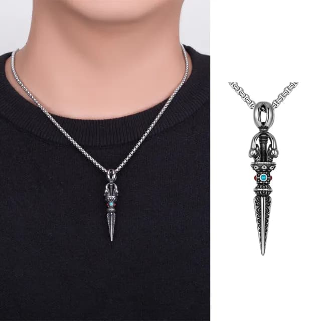 【MoonDy】情人節禮物 飾品 項鍊男 鈦鋼項鍊 吊墜項鍊 降魔杵 毛衣鏈 復古項鍊