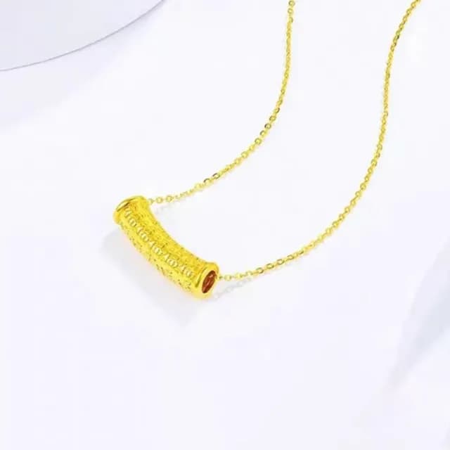 【Penny珮妮】黃金999 百福彎管 吊墜項鍊(母親節 情人節 生日禮物 交換禮物 送女友 尾牙 新年 結婚)
