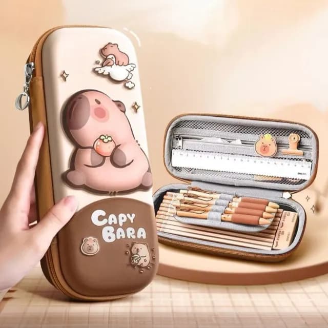 【輕盈設計】3D立體卡皮巴拉多功能兒童文具盒(筆袋 外出 鉛筆盒 文具盒 分裝 學生 生日禮物)