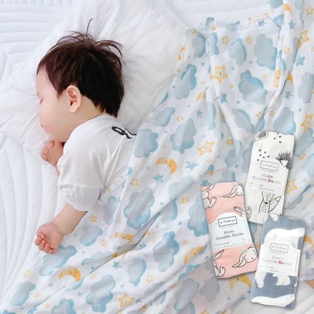 【LiteMion】透氣竹纖維紗布嬰兒包巾涼感多功能萬用巾(哺乳餵養用品 嬰兒被毯 嬰兒包巾 彌月禮)