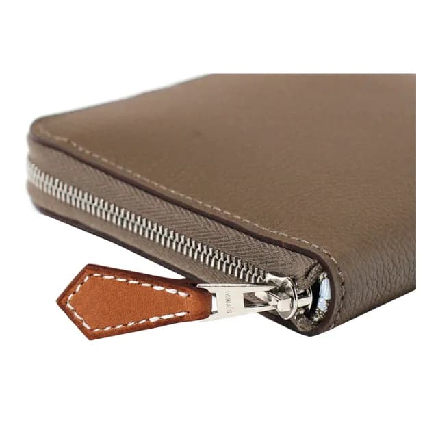 【Hermes 愛馬仕】Silk In Compact EPSOM絲巾內裡拉鍊錢包/短夾(大象灰)