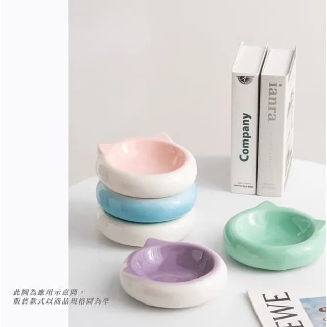 【造型碗飯】可愛貓耳陶瓷貓碗(防打翻 食盆 寵物碗 狗碗 貓咪 飯碗 喝水碗盤 餐具 餐盤 水果盤 護頸碗)