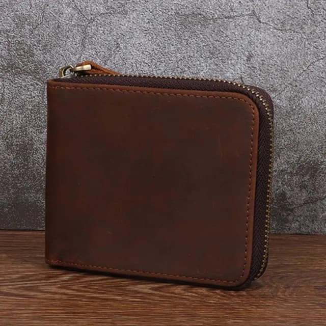 【LEEHER】雙11 瘋馬皮/拉鍊短夾/男生錢包/錢包/短夾/短款錢包/真皮錢包/多卡位