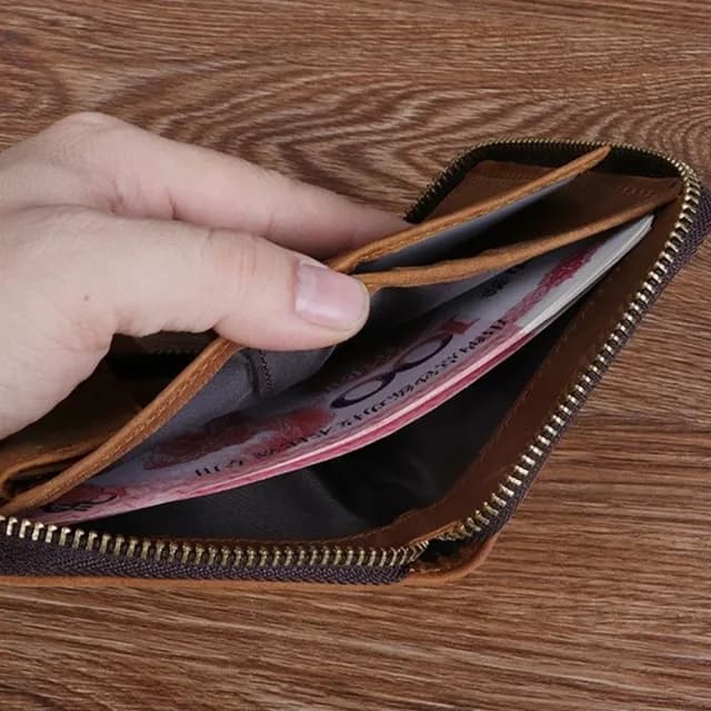 【LEEHER】雙11 瘋馬皮/拉鍊短夾/男生錢包/錢包/短夾/短款錢包/真皮錢包/多卡位
