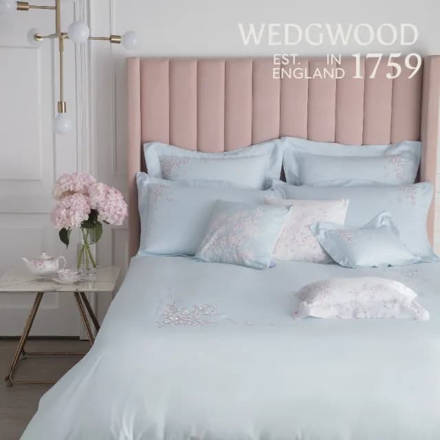【WEDGWOOD】限量精選80支長纖棉刺繡 薄被套枕套床包四件組(加大｜任選)