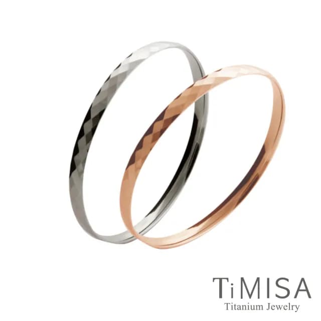 【TiMISA】格緻真愛 純鈦手環 細版(兩色可選)