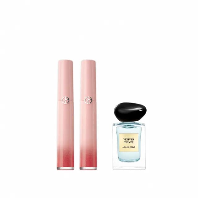 【ARMANI 亞曼尼】官方直營 霓虹幻彩限定唇萃雙入組(6.5ml/唇彩/唇釉/新品上市/GIORGIO ARMANI)