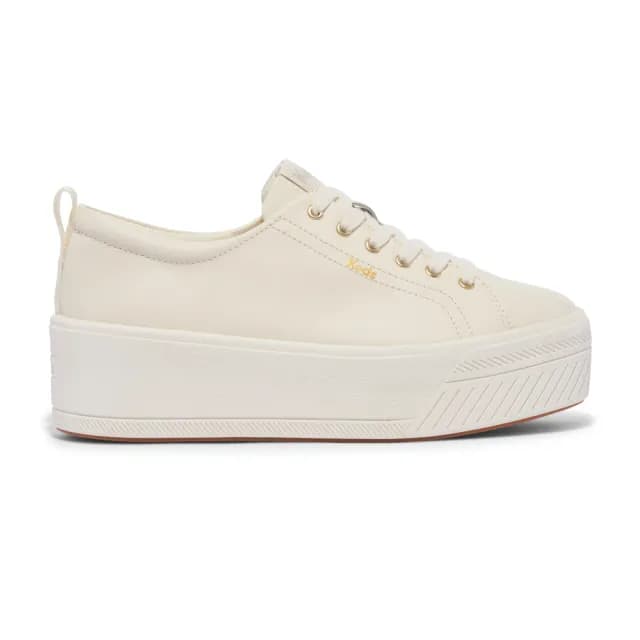 【Keds】SKYLER LEATHER 皮革厚底增高鞋 冰川白/香檳金(WH68134 增高 厚底)