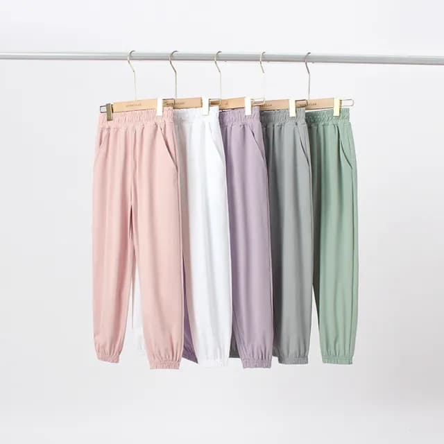 【橘魔法】大童 純色縮口長褲(運動褲 防蚊褲 防曬 薄長褲 褲子 速乾 快乾 男童 女童 兒童 童裝)