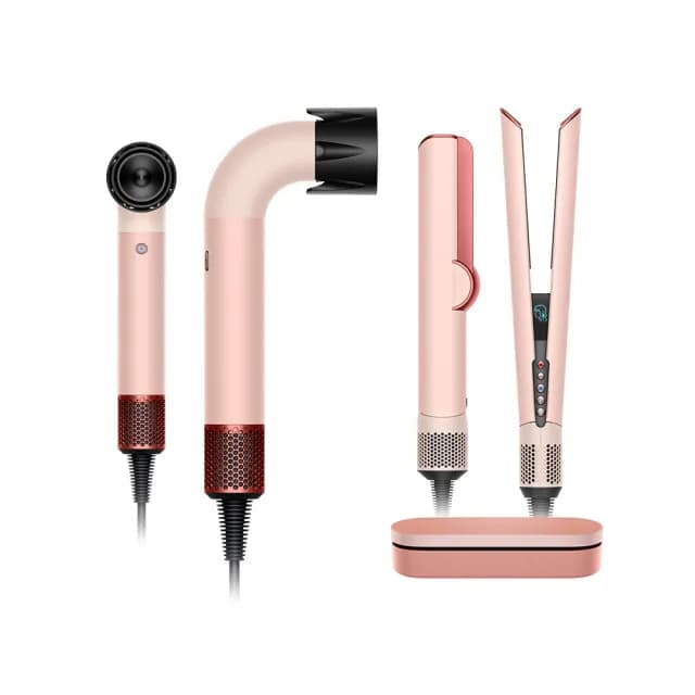 【dyson 戴森】HD17 精準造型 輕量吹風機(山櫻粉) + HT01 二合一吹風直髮器/離子夾(山櫻粉禮盒版)超值組