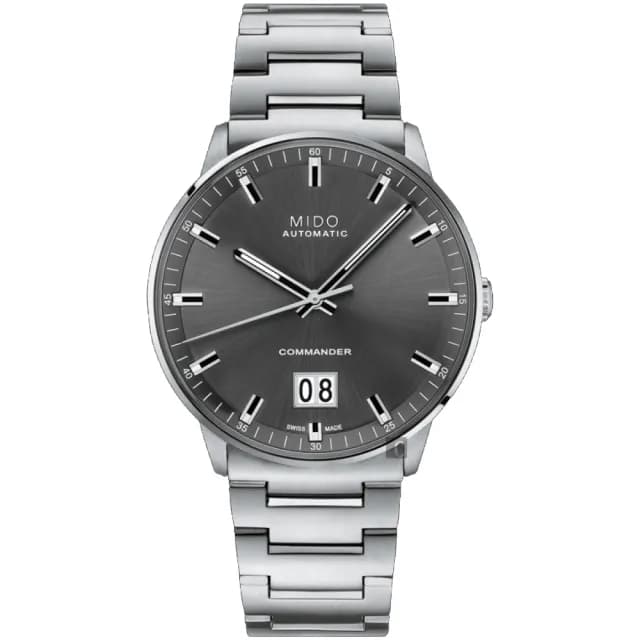 【MIDO 美度】官方授權 Commander 香榭大視窗機械錶-灰x銀/42mm 禮物 送禮 推薦(M0216261106100)