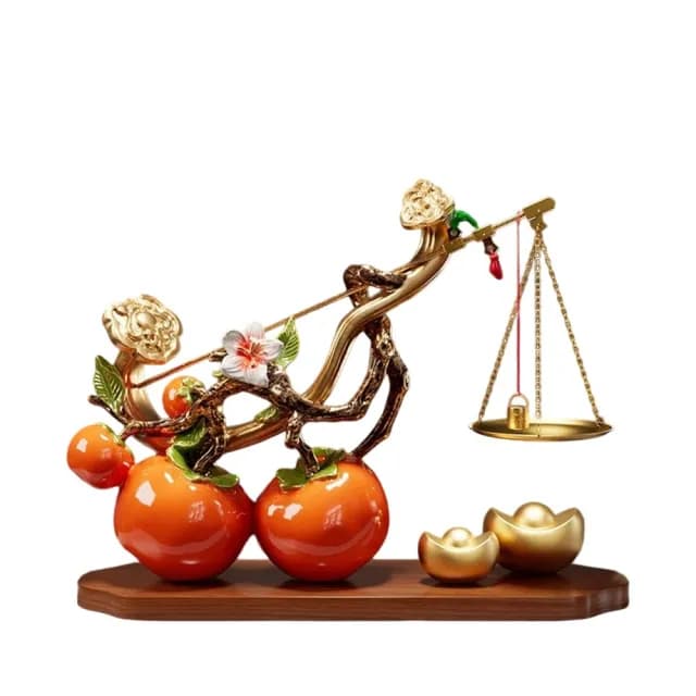 【超微米】柿柿稱心如意擺件 客廳玄關好寓意桌上擺飾 電視櫃酒櫃裝飾品 搬家喬遷新居禮物(稱心如意擺件)