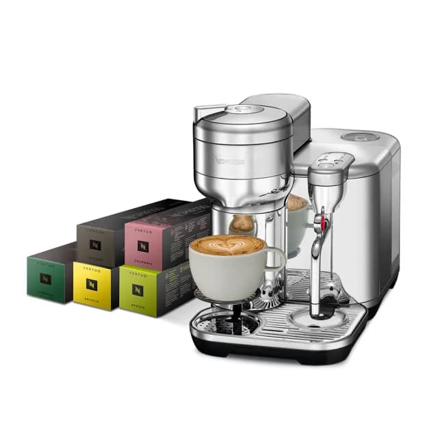 【Nespresso】臻選厚萃Vertuo Creatista膠囊咖啡機_不鏽鋼金屬色 全自動 入厝 奶泡機(晨間美式50顆組)