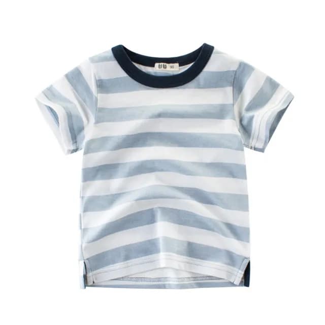 【橘魔法】寬條開岔短袖上衣(T恤 棉T 童裝 中性款 男童 兒童 童裝)