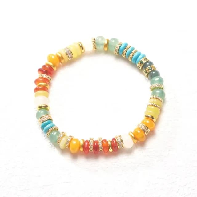 【夏日色彩】彩虹多寶石金鑽手串(多巴胺 手鍊 串珠 手環 手珠 飾品 配飾 送禮 平安 算盤珠)
