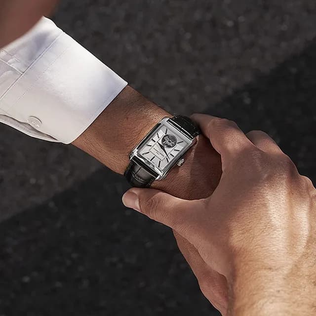 【CONSTANT 康斯登】Classics Carree 方形鏤空機械錶 禮物 送禮 推薦(FC-311S4C6)